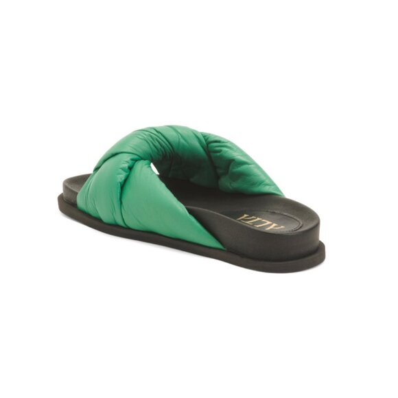 ALTA Green Made In Colombia Leather Olivia Puffy Flat Sandals - Picture 2 of 2